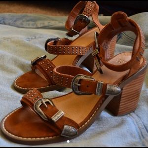 Contact Brown Asos Strappy Wide Heel Sandal sz8